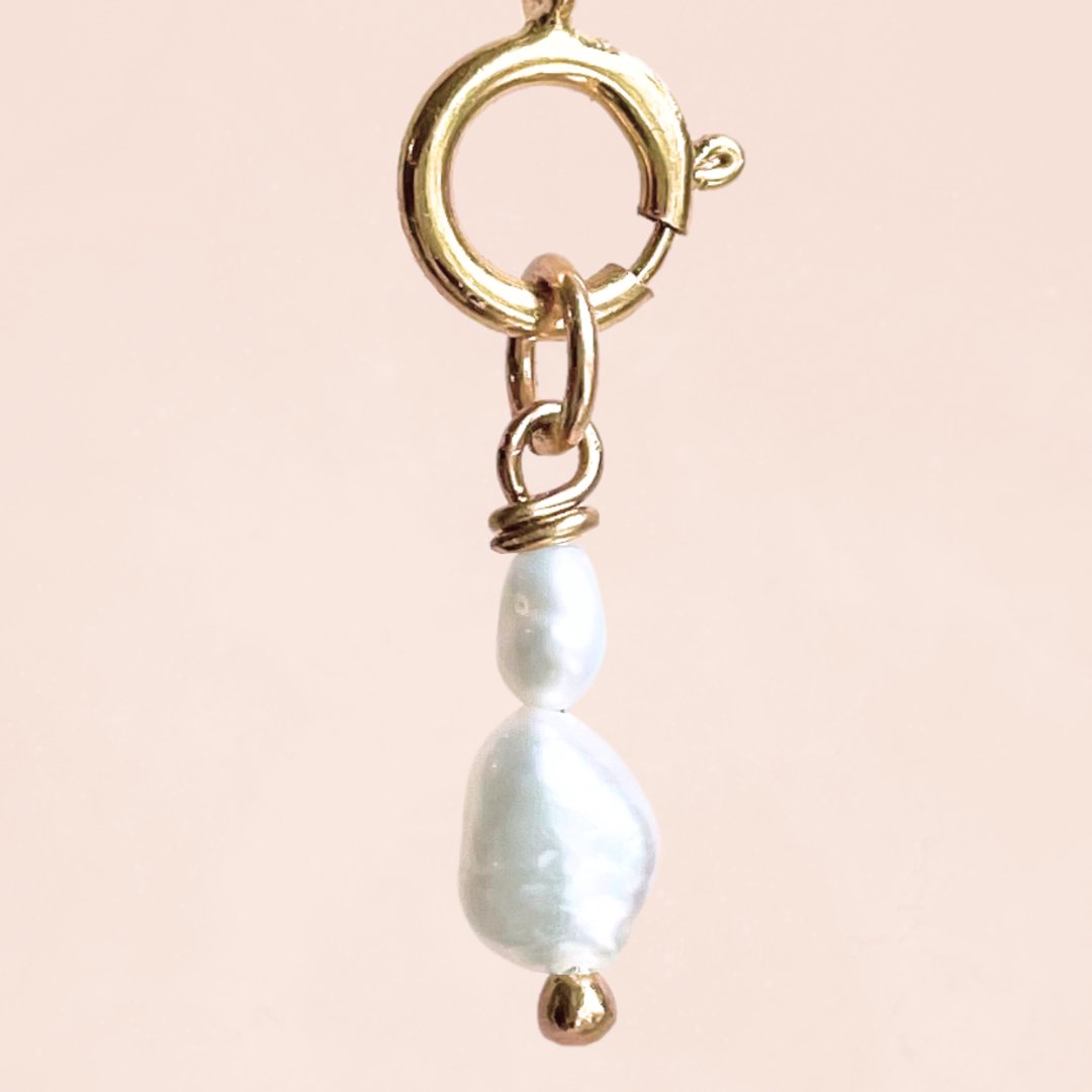 Double Stacked 2mm Rice & 5-6mm Baroque Freshwater Pearl (14k Gold Filled) - Teeny Bead Co.