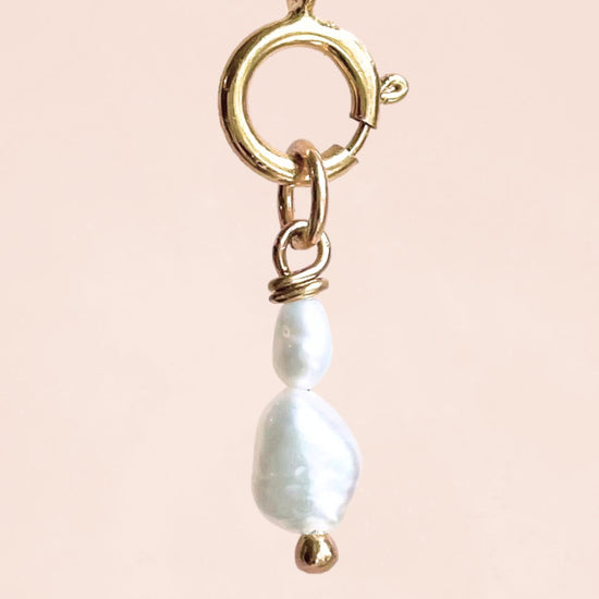 Double Stacked 2mm Rice & 5-6mm Baroque Freshwater Pearl (14k Gold Filled) - Teeny Bead Co.