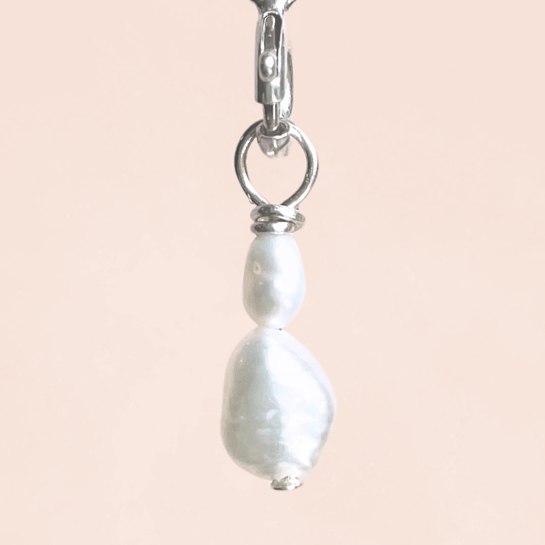 Double Stacked 2mm Rice & 5-6mm Baroque Freshwater Pearl (Sterling Silver) - Teeny Bead Co.