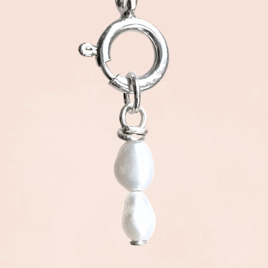 Double Stacked 2mm Rice Freshwater Pearl (Sterling Silver) - Teeny Bead Co.