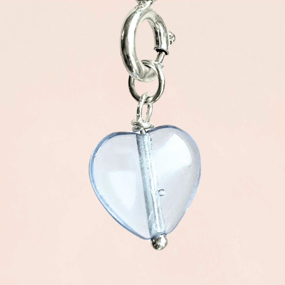 10mm Blue Glass Heart (Sterling Silver) - Teeny Bead Co.