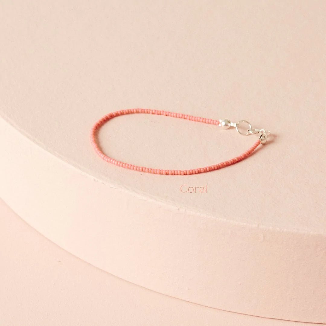 Coral Classic Bracelet | Small (6.5+1") | Sterling Silver - Teeny Bead Co.