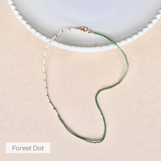 Forest Delica Dot Necklace | 15" | 14k Gold Fill - Teeny Bead Co.