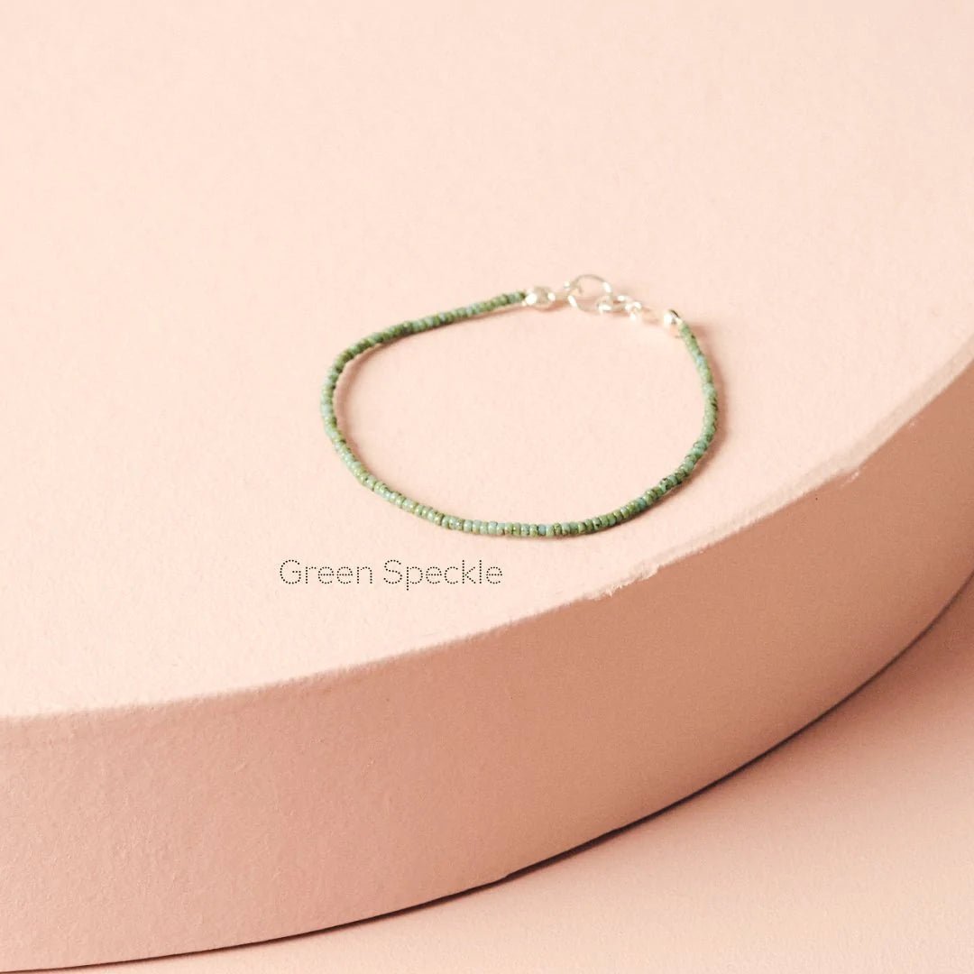 Green Speckle Classic Bracelet | Small (6.5+1") | 14k Gold Fill - Teeny Bead Co.