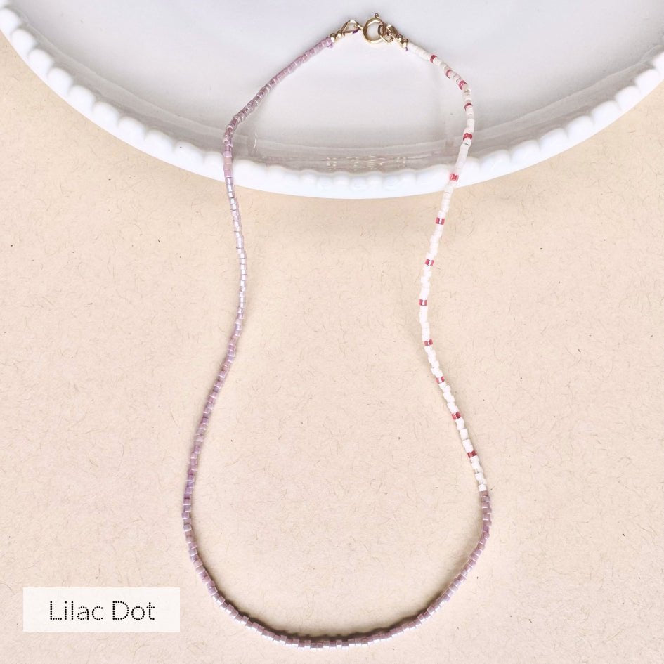 Lilac Delica Dot Necklace | 15" | 14k Gold Fill - Teeny Bead Co.