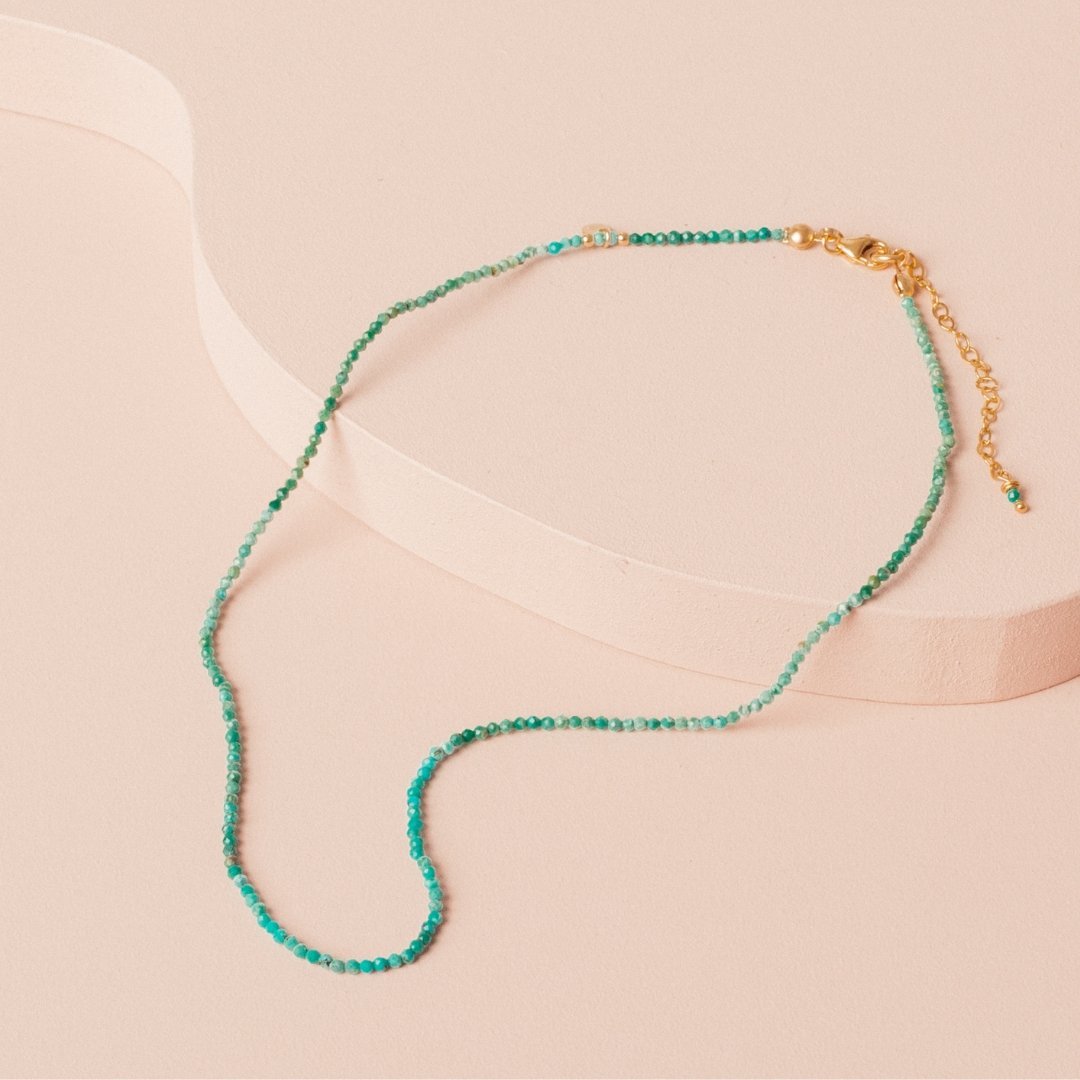 Turquoise Gemstone Necklace | 15" | 14k Gold Fill - Teeny Bead Co.