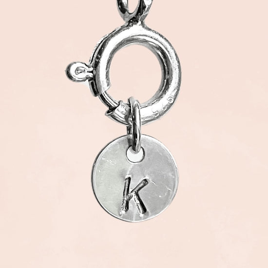 1x 6mm Initial Disc Charm (Sterling Silver) - Teeny Bead Co.