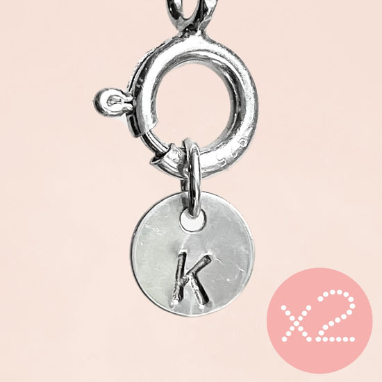 2x 6mm Initial Disc Charm (Sterling Silver) - Teeny Bead Co.