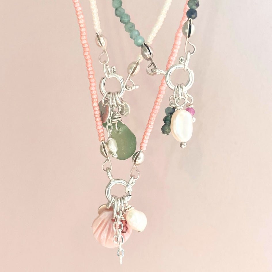 "Aurora borealis green" Charm Jumble Necklace | Ready to Ship - Teeny Bead Co.