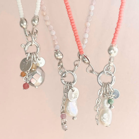 "Double vision in rose blush" Charm Jumble Necklace | Ready to Ship - Teeny Bead Co.