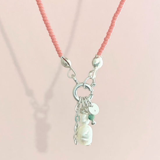 "Double vision in rose blush" Charm Jumble Necklace | Ready to Ship - Teeny Bead Co.