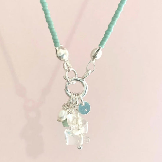 "Glass shattered on the white cloth" Charm Jumble Necklace | Ready to Ship - Teeny Bead Co.