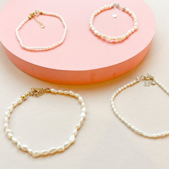 The Classic Pearl Anklet - Teeny Bead Co.