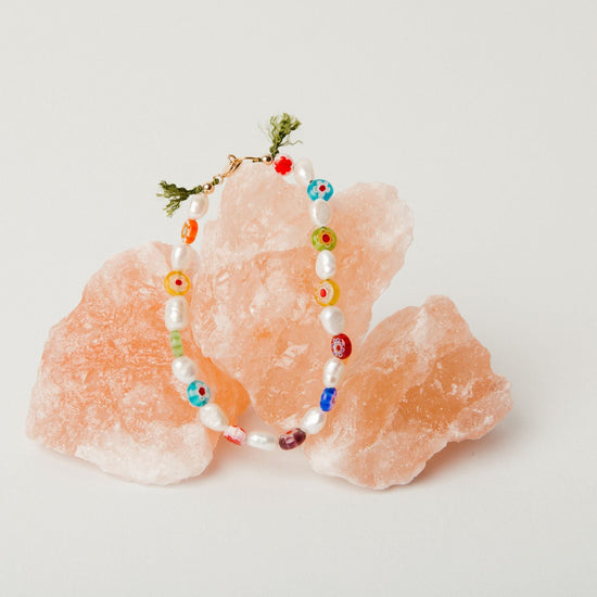 The Millefiori Pearl Anklet - Teeny Bead Co.