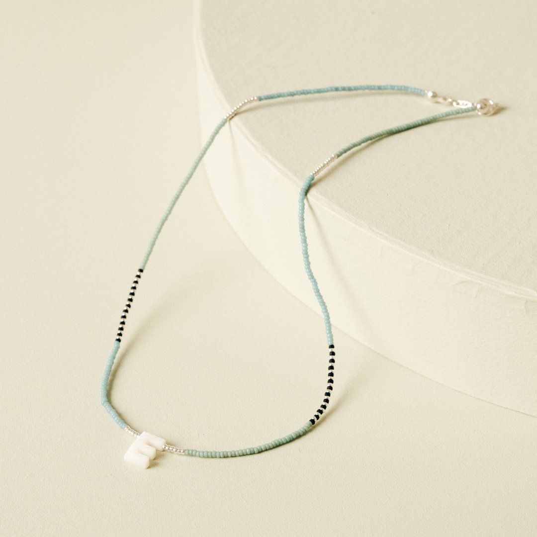 The Mother of Pearl Colour-Pop Initial Necklace - Teeny Bead Co.