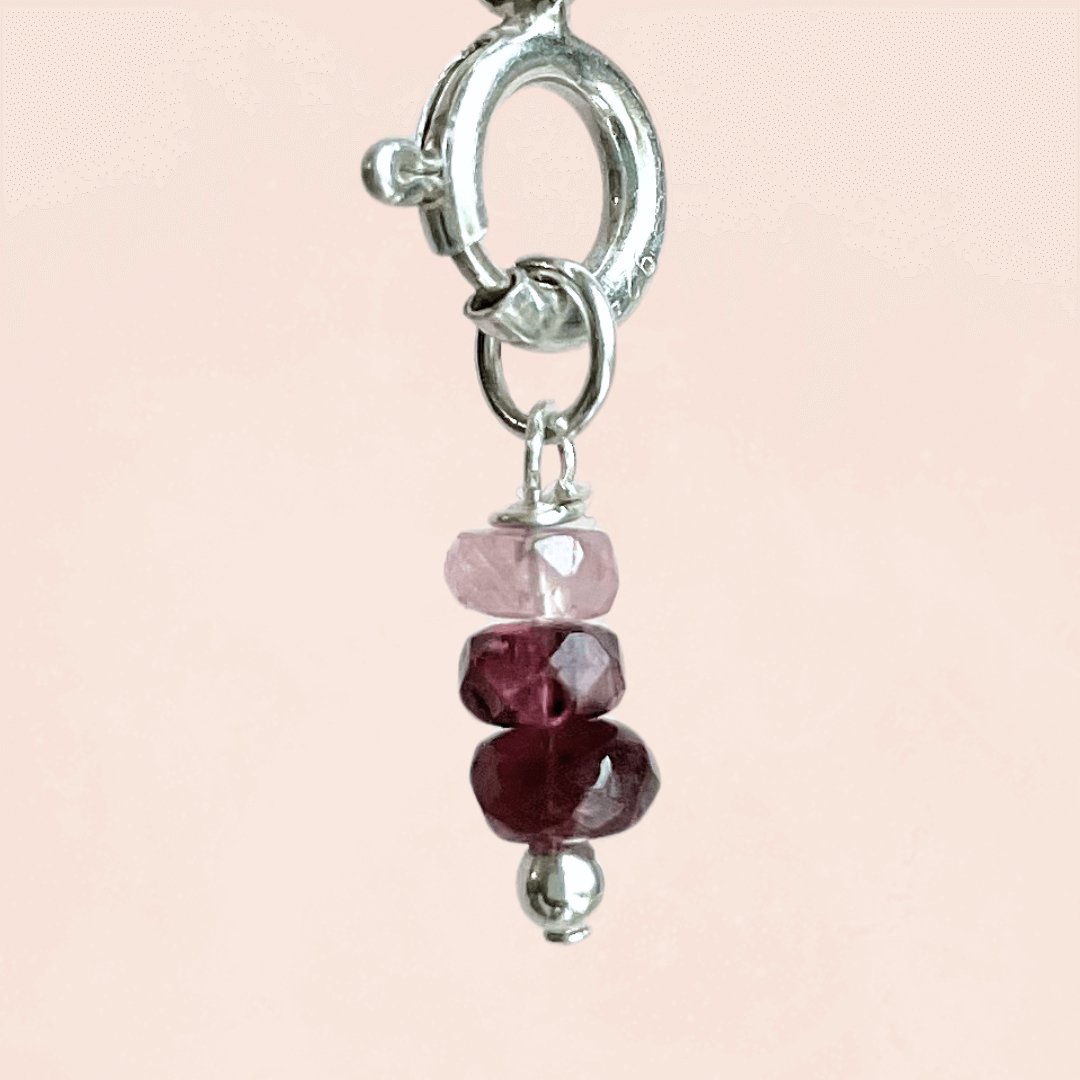 Triple Stacked 3.5mm Pink Tourmaline (Sterling Silver) - Teeny Bead Co.